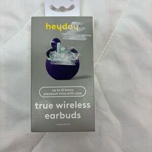 NWT Heyday True Wireless Earbuds - 12hrs playback time with case purple & teal